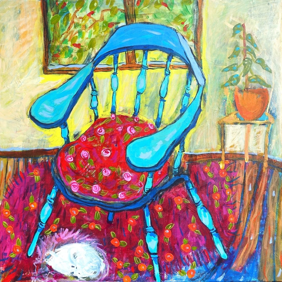The Dog and the Chair Sit By the Window